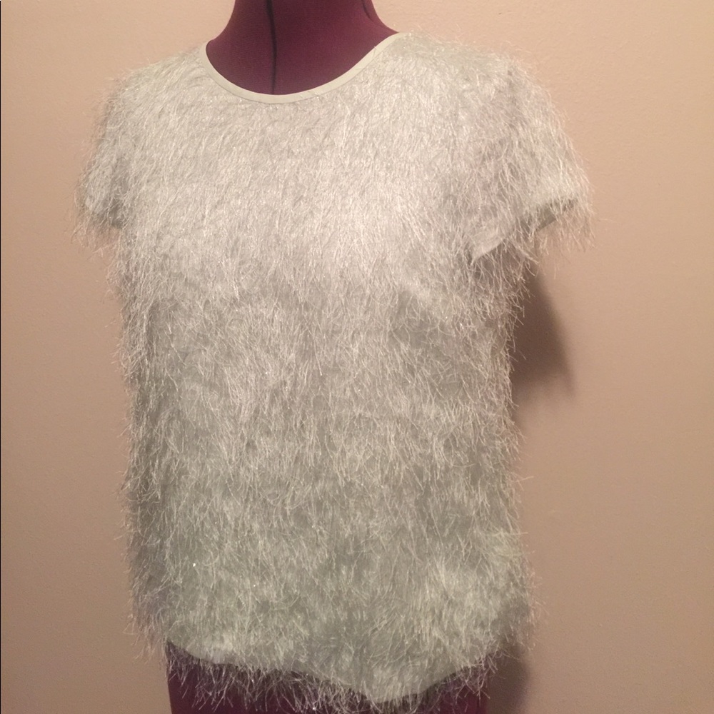 Ann Taylor eyelash fizzy soft keyhole short sleeve